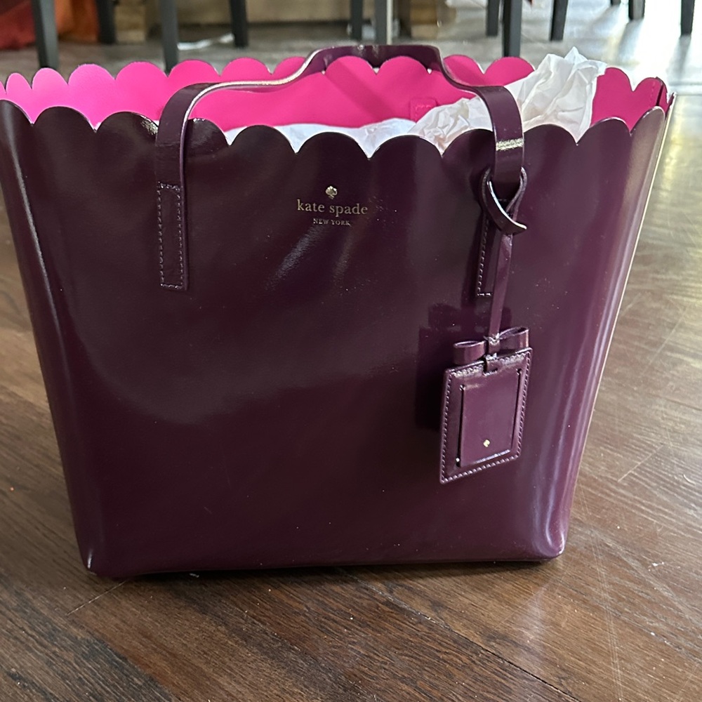 Kate Spade Dark Purple Tote with Pink Interior